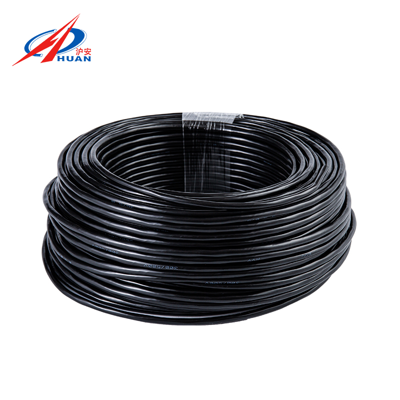 Cabo RVV flexível com núcleo de cobre e revestimento preto (ecológico, retardante de chamas, resistente a UV)
